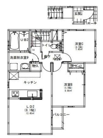 狭山市鵜ノ木戸建の物件間取画像